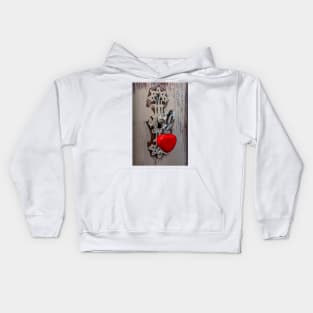 Red Heart Lock On Skeleton Key Kids Hoodie